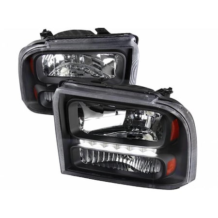 Overtime 2005 - 2007 Ford F250 Euro Style Crystal Headlights - Black OV1187844